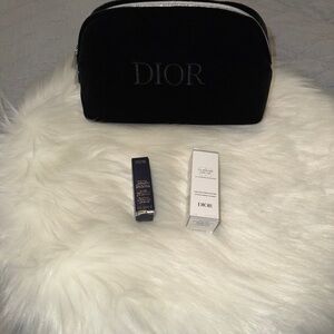 Dior Black Cosmetic Bag with La Mousse Off/On Foaming Cleanser & Lip Maximizer